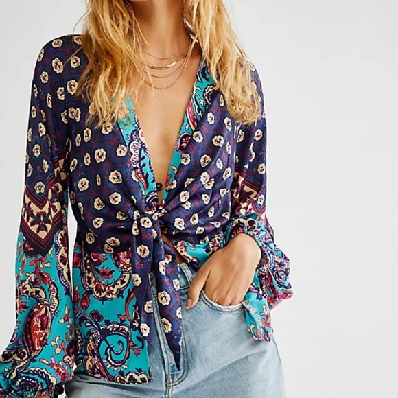 Free People Run Free Blouse Medium - Picture 1 of 8